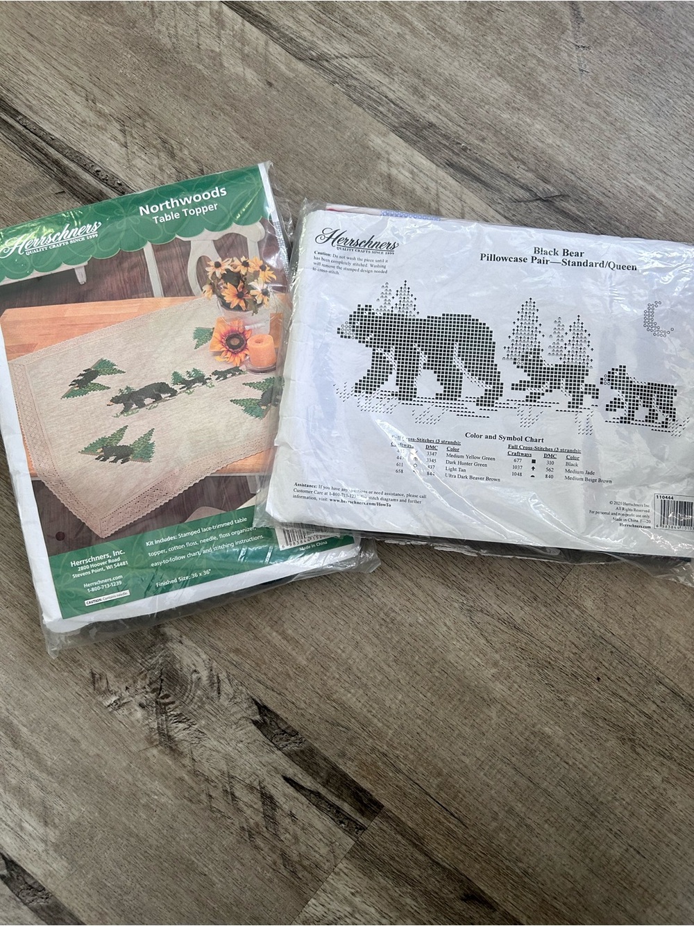 Bear/cabin themed cross stitch kits